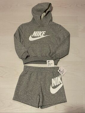 Nike Kids Gray Hoodie & Shorts Matching Set